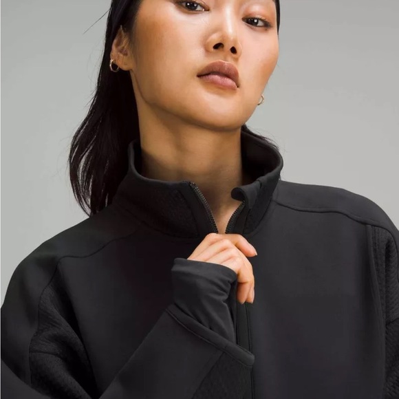 lululemon athletica mixed fabric half zip pullover large black - Picture 2 of 15